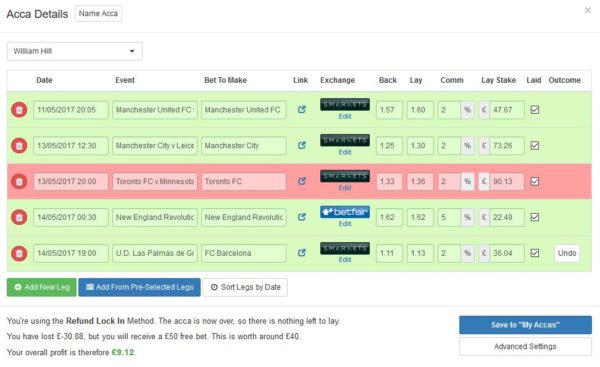 Acca Catcher - final outcome