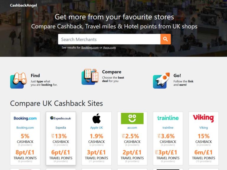 Cashback Angel website