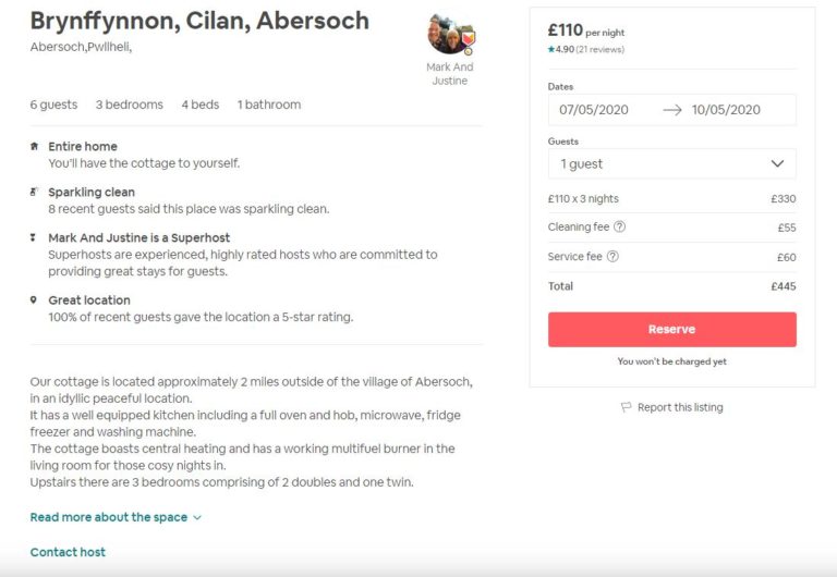 Airbnb booking form