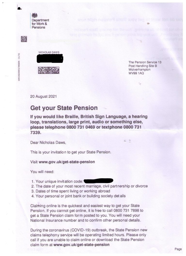 State pension letter