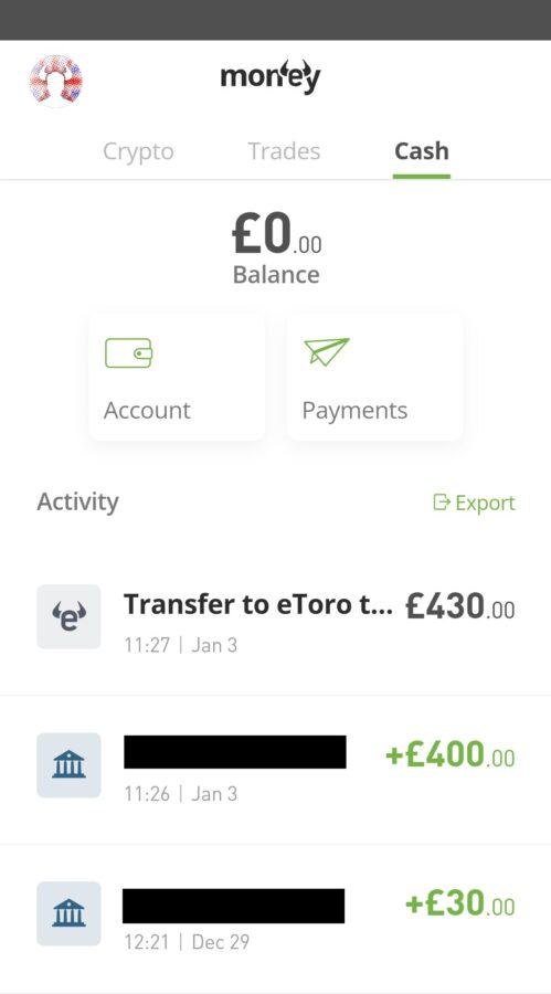 eToro Money app