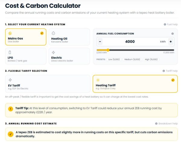 Running Costs of Heat Battery Boiler 1
